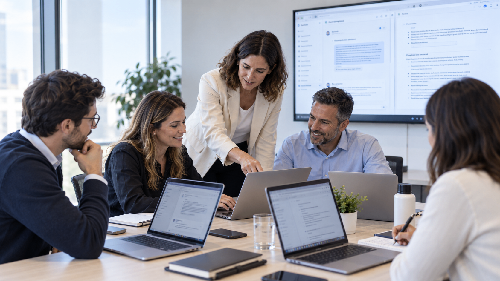 A company team working on artificial intelligence adoption
