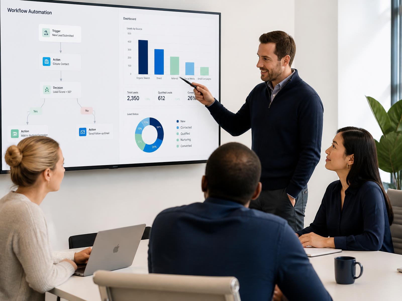 Equipo revisando procesos y flujos de trabajo con IA